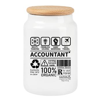 Comptable Multi tâche Résolution de problèmes Travail acharné - Boîte à biscuits avec couvercle en bois - blanc - Devant