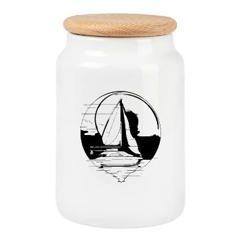 Sail - Cookie Jar with Wooden Lid - white - Front
