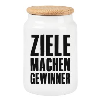 Ziele machen Gewinner Gründer Unternehmer Startup - Keksdose mit Holzdeckel - Weiß - Vorne