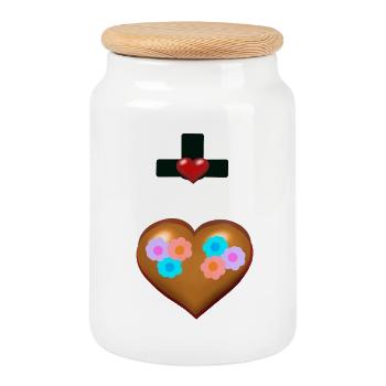 Kreuz Kreuze Herz Herzen Religion Jesus - Keksdose mit Holzdeckel - Weiß - Vorne