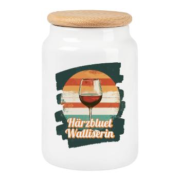 Härzbluetvaliserin ValaiserValais, Switzerland - Cookie Jar with Wooden Lid - white - Front