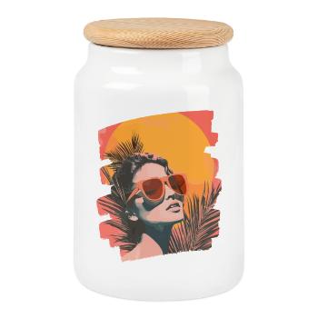 Sommer Retro - Keksdose mit Holzdeckel - Weiß - Vorne