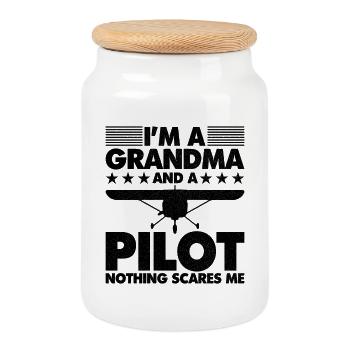 I'm a grandma and a pilot nothing scares me - Keksdose mit Holzdeckel - Weiß - Vorne