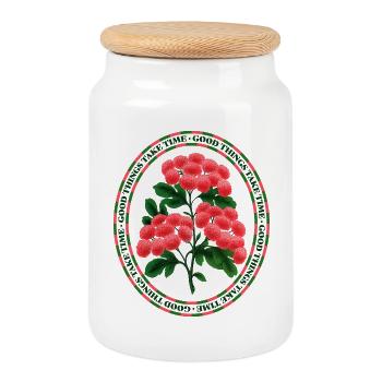 Les bonnes choses prennent du temps – Esthétique vintage florale - Boîte à biscuits avec couvercle en bois - blanc - Devant
