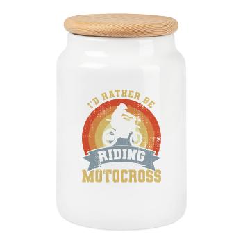 I'd Rather Be Riding Motocross - Keksdose mit Holzdeckel - Weiß - Vorne
