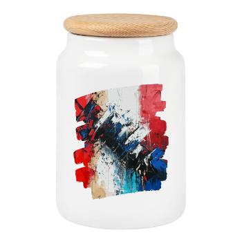 France Flag French - Cookie Jar with Wooden Lid - white - Front