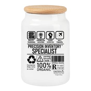 Spécialiste de l’inventaire de précision multitâche - Boîte à biscuits avec couvercle en bois - blanc - Devant