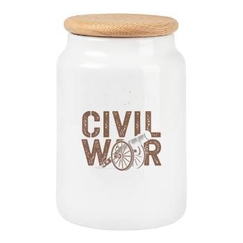 Civil War Enthusiast U.S. Civil War - Cookie Jar with Wooden Lid - white - Front