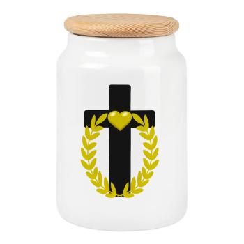 Croix Jésus Croix Cœur Cœur Messie - Boîte à biscuits avec couvercle en bois - blanc - Devant