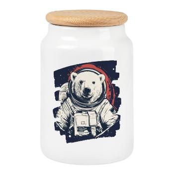 Eisbär Astronaut - Keksdose mit Holzdeckel - Weiß - Vorne