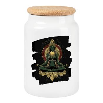 Yoga Namaste Meditation - Keksdose mit Holzdeckel - Weiß - Vorne