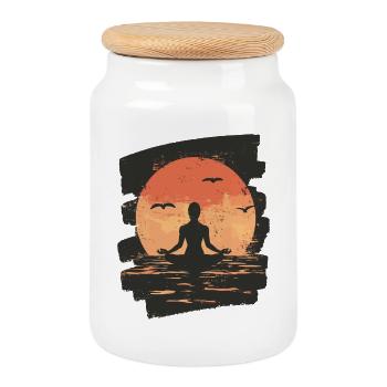 Yoga Namaste Meditation - Keksdose mit Holzdeckel - Weiß - Vorne