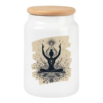 Yoga Namaste Meditation - Keksdose mit Holzdeckel - Weiß - Vorne