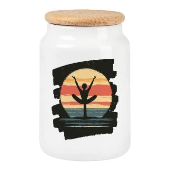 Yoga Namaste Meditation - Keksdose mit Holzdeckel - Weiß - Vorne