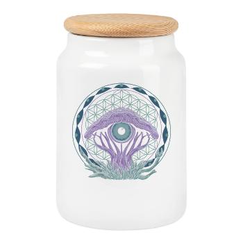 Portail de l’œil du champignon | Art de la vision psychédélique - Boîte à biscuits avec couvercle en bois - blanc - Devant