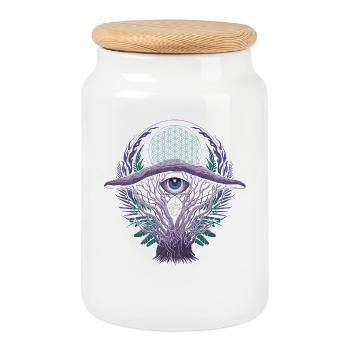Champignons du troisième œil | Conception de vision mystique - Boîte à biscuits avec couvercle en bois - blanc - Devant