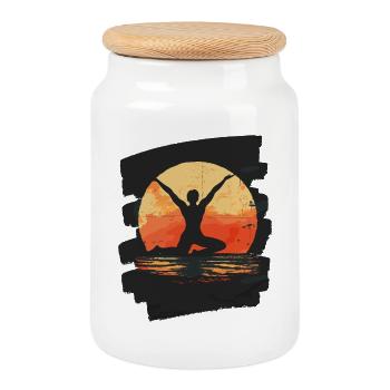Yoga Namaste Meditation - Keksdose mit Holzdeckel - Weiß - Vorne