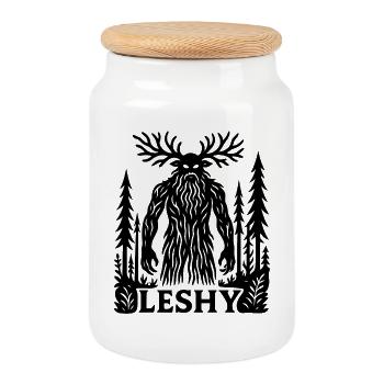 Leshy Geist | Slawischer Waldschützer - Keksdose mit Holzdeckel - Weiß - Vorne