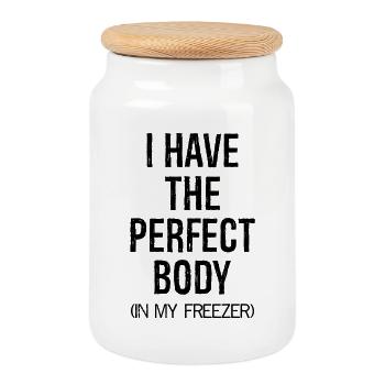 I have the perfect body In my freezer - Keksdose mit Holzdeckel - Weiß - Vorne
