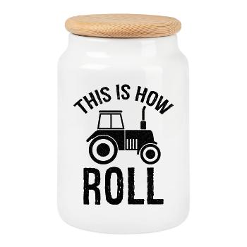 Voici comment rouler - Boîte à biscuits avec couvercle en bois - blanc - Devant