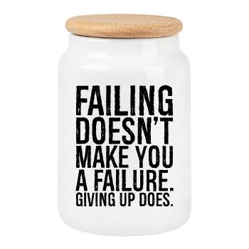 failing doesn't make you a failure giving up do - Cookie Jar with Wooden Lid - white - Front