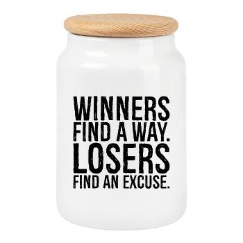 winners find a way losers find an excuse - Keksdose mit Holzdeckel - Weiß - Vorne