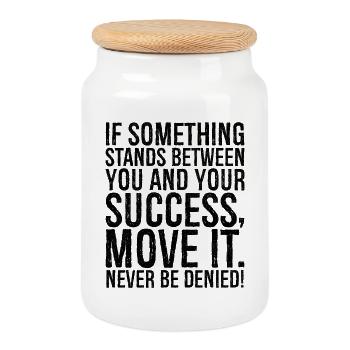 if something stands between you and your success - Keksdose mit Holzdeckel - Weiß - Vorne