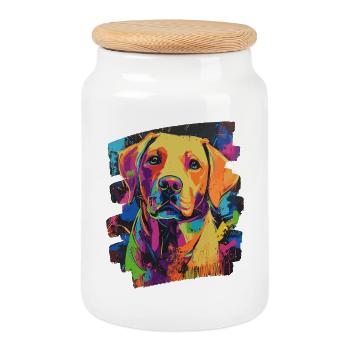 Labrador - Keksdose mit Holzdeckel - Weiß - Vorne