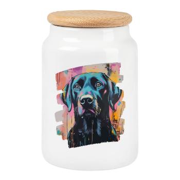 Labrador - Keksdose mit Holzdeckel - Weiß - Vorne