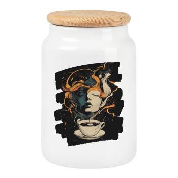 Kaffee Coffee Kaffeeliebhaber - Keksdose mit Holzdeckel - Weiß - Vorne