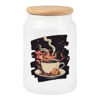 Kaffee Coffee Kaffeeliebhaber - Keksdose mit Holzdeckel - Weiß - Vorne