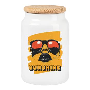 Sunglasses Summer - Cookie Jar with Wooden Lid - white - Front