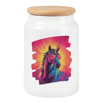 Einhorn - Keksdose mit Holzdeckel - Weiß - Vorne