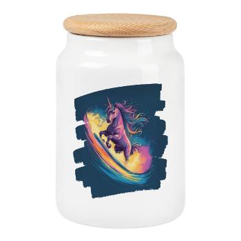 Einhorn - Keksdose mit Holzdeckel - Weiß - Vorne