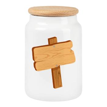 Rustic sign in wood look without text - Cookie Jar with Wooden Lid - white - Front