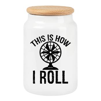 c’est comme ça que je roule Ventilateur de table - Boîte à biscuits avec couvercle en bois - blanc - Devant