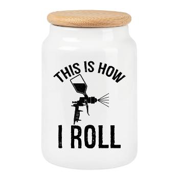 c’est comme ça que je roule Auto Body Painter - Boîte à biscuits avec couvercle en bois - blanc - Devant