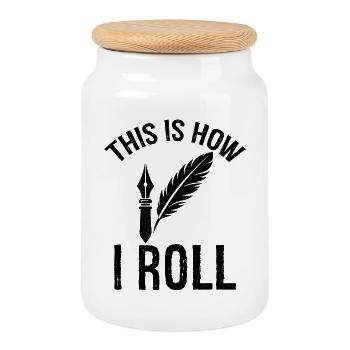 c’est comme ça que je roule Auteur - Boîte à biscuits avec couvercle en bois - blanc - Devant