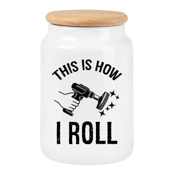 c’est comme ça que je roule Auto Detailing - Boîte à biscuits avec couvercle en bois - blanc - Devant