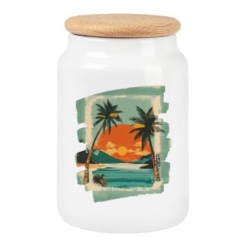 Sommer, Strand und Palmen - Keksdose mit Holzdeckel - Weiß - Vorne