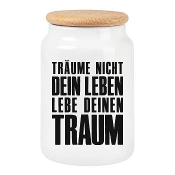Träume nicht dein Leben - Unternehmer Startup - Keksdose mit Holzdeckel - Weiß - Vorne