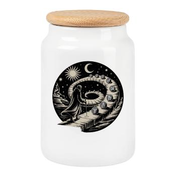 Chemin en spirale de l’alchimiste Symbole Art - Boîte à biscuits avec couvercle en bois - blanc - Devant