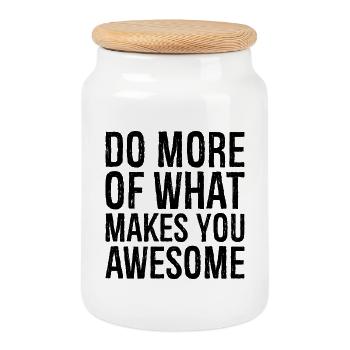 do more of what makes you awesome - Cookie Jar with Wooden Lid - white - Front