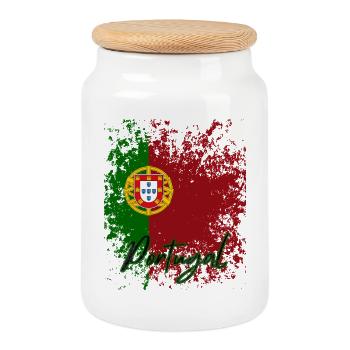 Drapeau du Portugal, fierté portugaise - Boîte à biscuits avec couvercle en bois - blanc - Devant