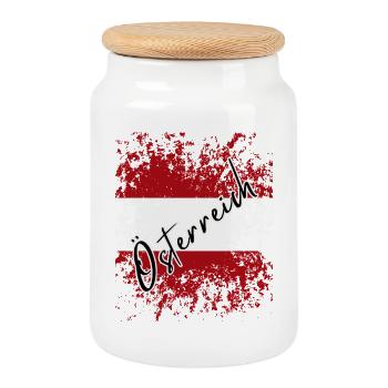 Drapeau de l’Autriche, fierté autrichienne - Boîte à biscuits avec couvercle en bois - blanc - Devant