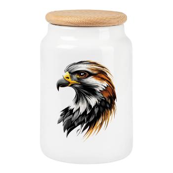 Falcon Kestrel Falcon Hunting Peregrine Falcon Cute Falcon - Cookie Jar with Wooden Lid - white - Front