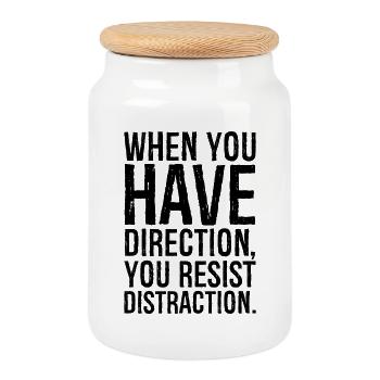 when you have direction you resist distraction - Cookie Jar with Wooden Lid - white - Front