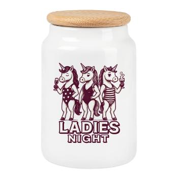 Ladies Night - Party - Cookie Jar with Wooden Lid - white - Front