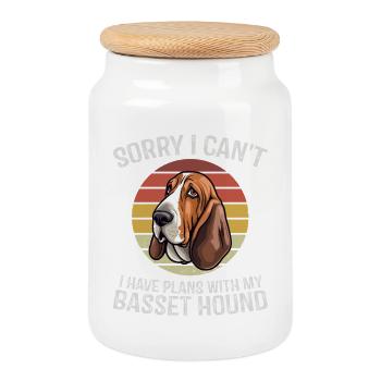 Basset Hound Apology Graphic Tee - Cookie Jar with Wooden Lid - white - Front