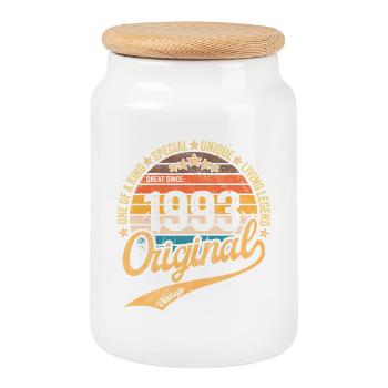 Retro Vintage born in 1993 – Vintage 1993 - Cookie Jar with Wooden Lid - white - Front